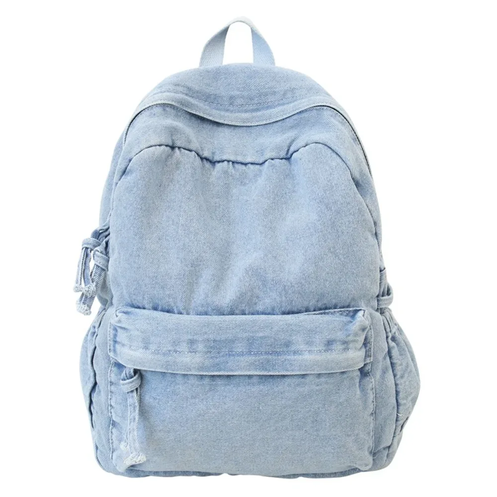 sac à dos en jean y2k décontracté, style urbain japonais, sac à main vintage grande capacité, sac bandoulière uni pour fille