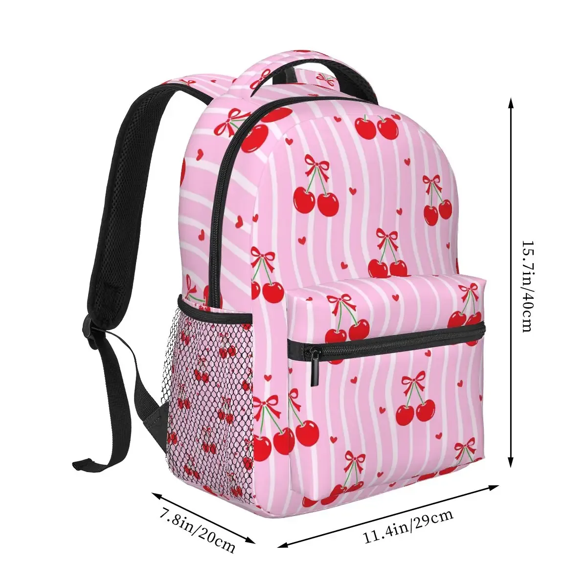 sac à dos à motif mignon de cerises de dessin animé, sac d'école pour étudiants garçons et filles, sac à dos pour ordinateur portable, sacs à bandoulière pour hommes et femmes