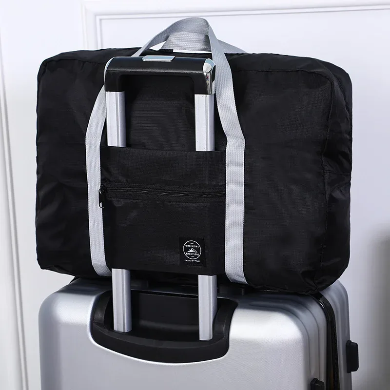sac de voyage pliable de grande capacité, sac à main avec bandoulière, sac de rangement multifonctionnel anti-poussière