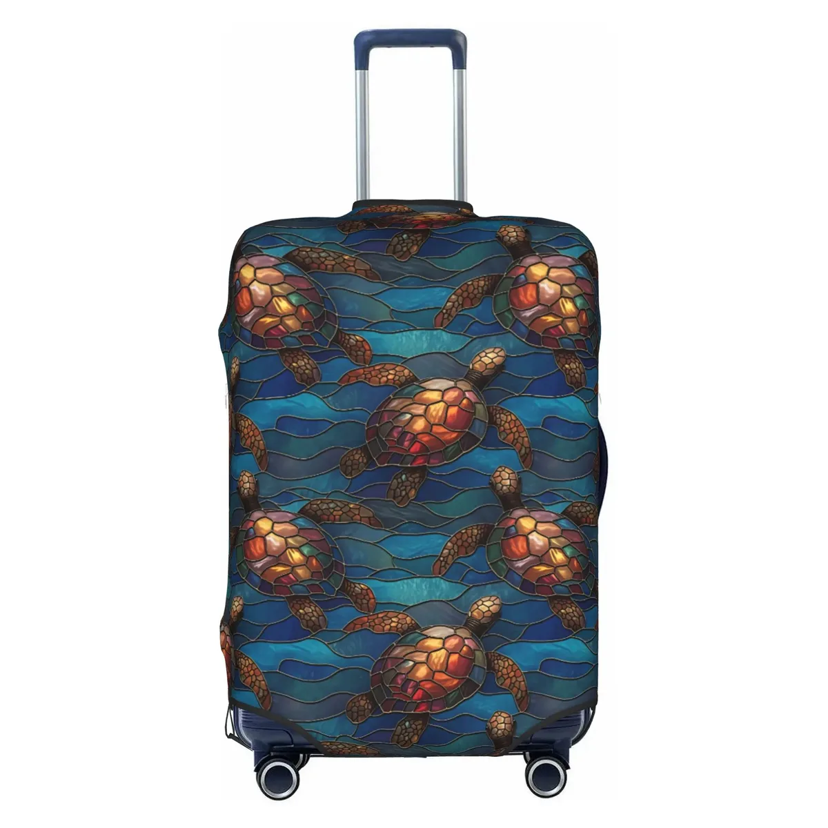 housse de protection pour valise, motif tortues marines sur fond bleu marine, mignonne, convient aux valises de 18 à 32 pouces