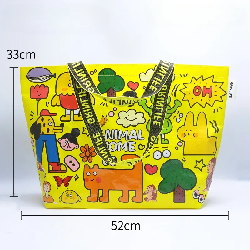 sac de courses réutilisable, fourre-tout tissé imperméable, sac à bandoulière pliable pour épicerie, rangement de plage, sac à main portable design animal mignon
