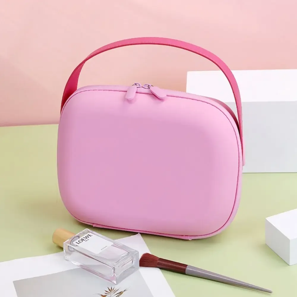 trousse de maquillage imperméable en pu, sac cosmétique carré avec poignée, sac de rangement, couleur bonbon, grande capacité, pochette de maquillage pour femmes
