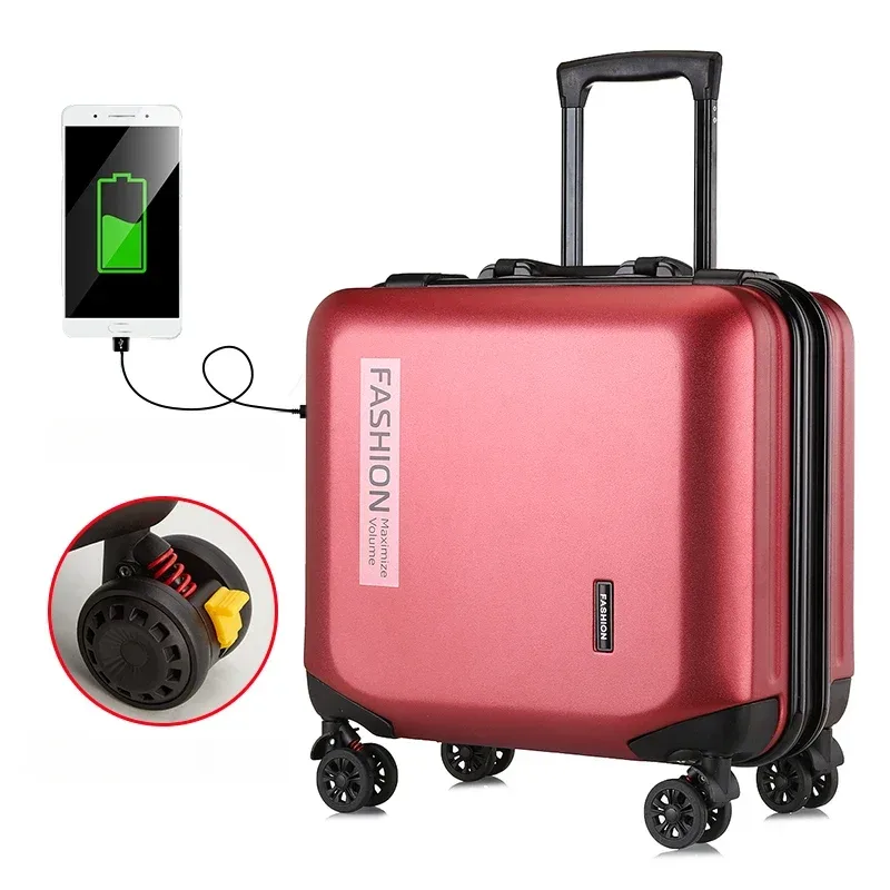 valise à bagages à roulettes de 18 pouces, cabine légère, chariot avec mot de passe, petite valise à roulettes