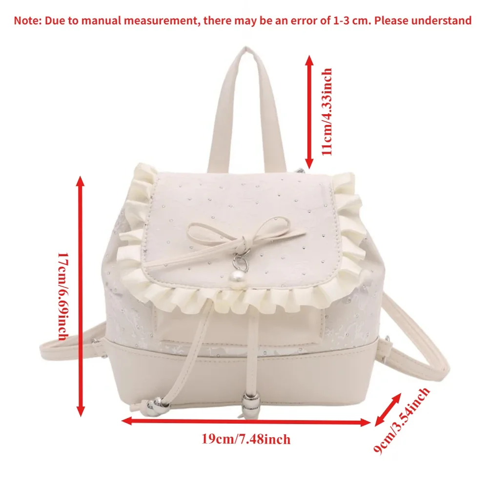 sac à dos mini léger à pois avec nœud papillon et dentelle, sac à livres mignon pour femme 2026