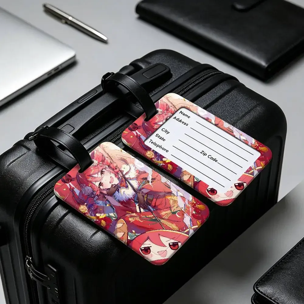 1 pièce étiquette d'identification de bagage en pvc populaire du chanteur virtuel kasane teto, porte-carte d'information anti-perte, étiquette nominative pour valise de voyage