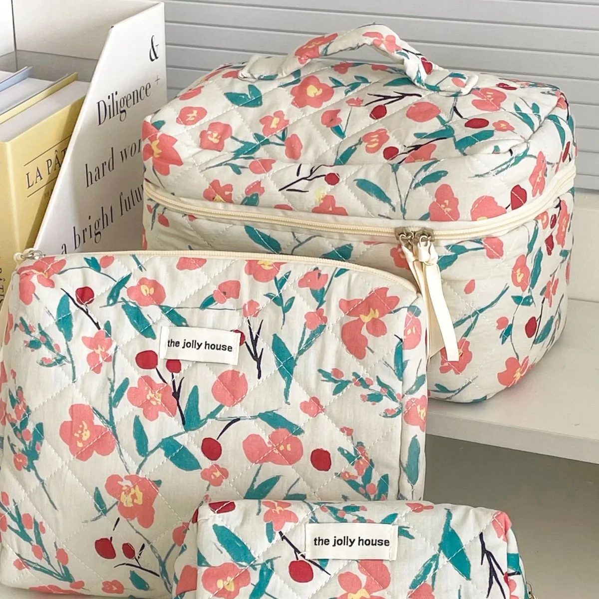 1 pièce/ensemble sac de maquillage imprimé fleur rose organisateur de voyage premium sac cosmétique sac de maquillage pochette trousse de soins de la peau trousse de toilette
