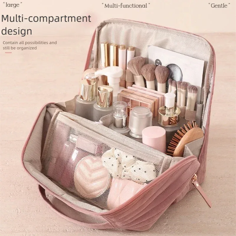 trousse de maquillage en velours tendance, sac de maquillage portable multifonctionnel, trousse cosmétique étanche, organisateur de voyage