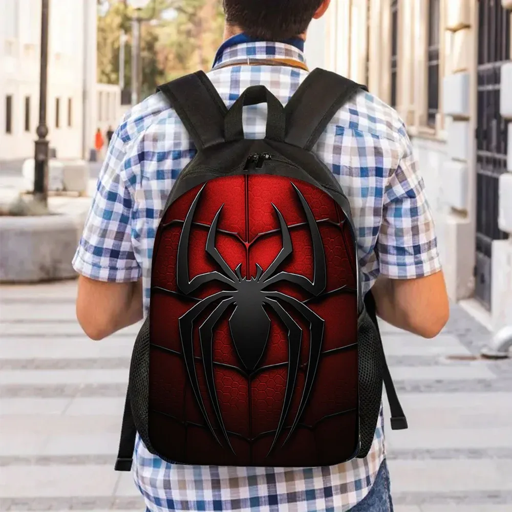 ensemble de 3 sacs à dos imprimés araignée noire | sac à dos décontracté spacieux avec pochette et sac fourre-tout assortis, idéal pour les sorties quotidiennes et les voyages