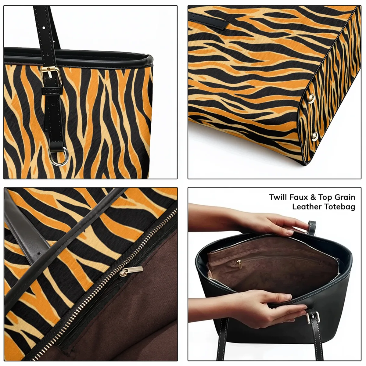 sac à bandoulière en cuir pvc oxford imprimé léopard doré, fourre-tout de voyage léger à fermeture éclair, sac à main de week-end de travail convertible quotidien