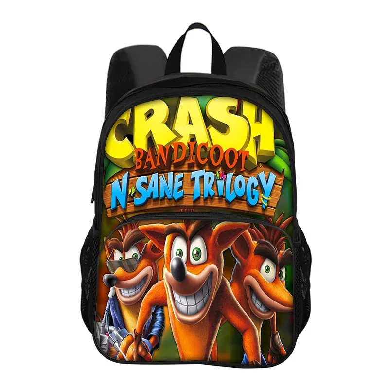 sac à dos rond crash bandicoot imprimé de dessins animés, nouvelle tendance, haute qualité, le meilleur compagnon scolaire pour les étudiants