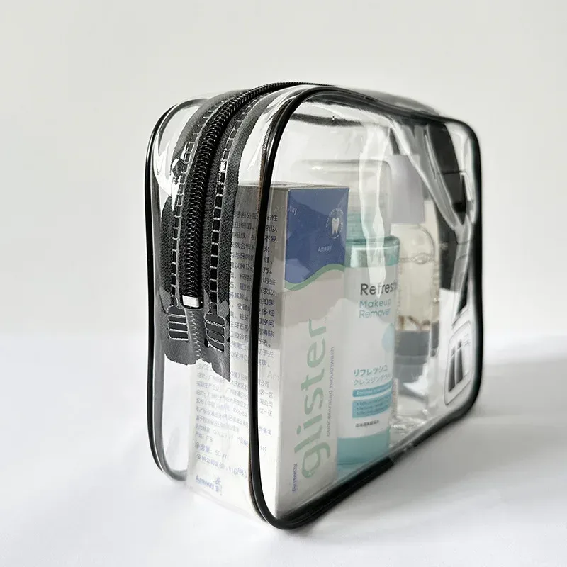 sac à cosmétiques de maquillage transparent, pochette de toilette de voyage portable, pochette transparente étanche, rangement, kit de lavage de voyage à domicile, 2025