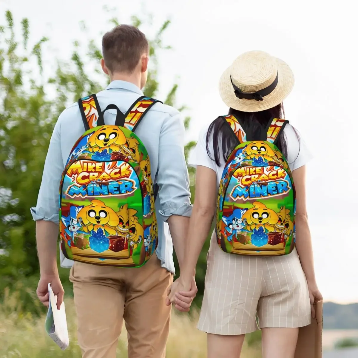 kawaill mikecracked miner sac à dos pour hommes femmes mode anime chiens étudiant travail sac à dos collège toile sacs cadeau
