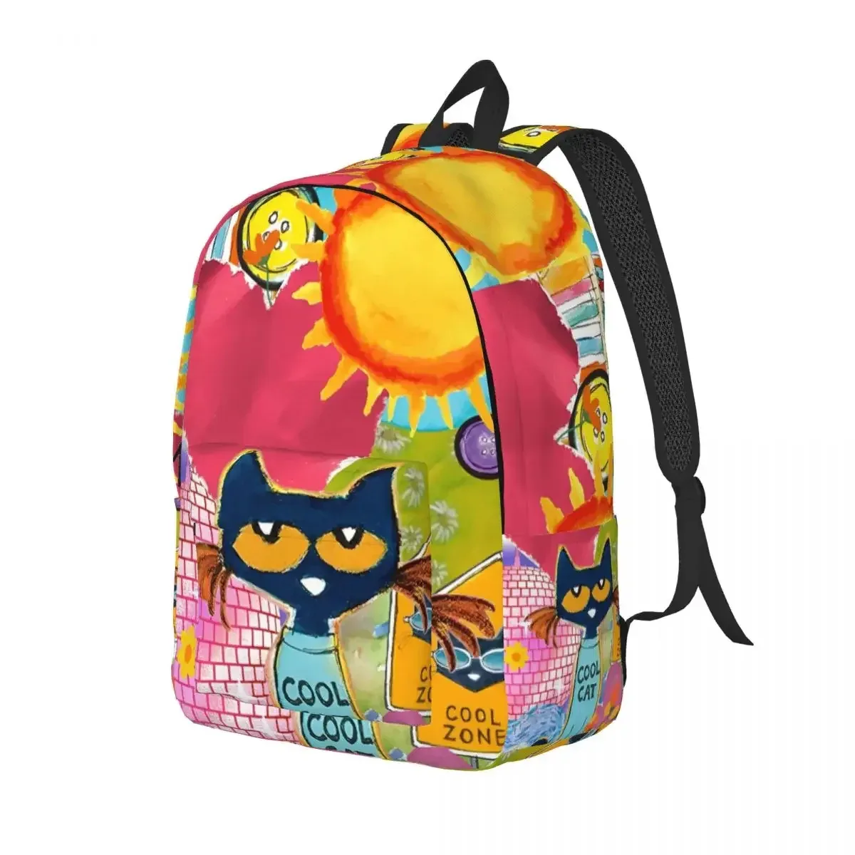 sac à dos cool pour lycée, randonnée et voyage, motif pete le chat et les chats de dessin animé, avec motif 'i love my white shoes', pour hommes et femmes, sacs en toile pour ordinateur portable