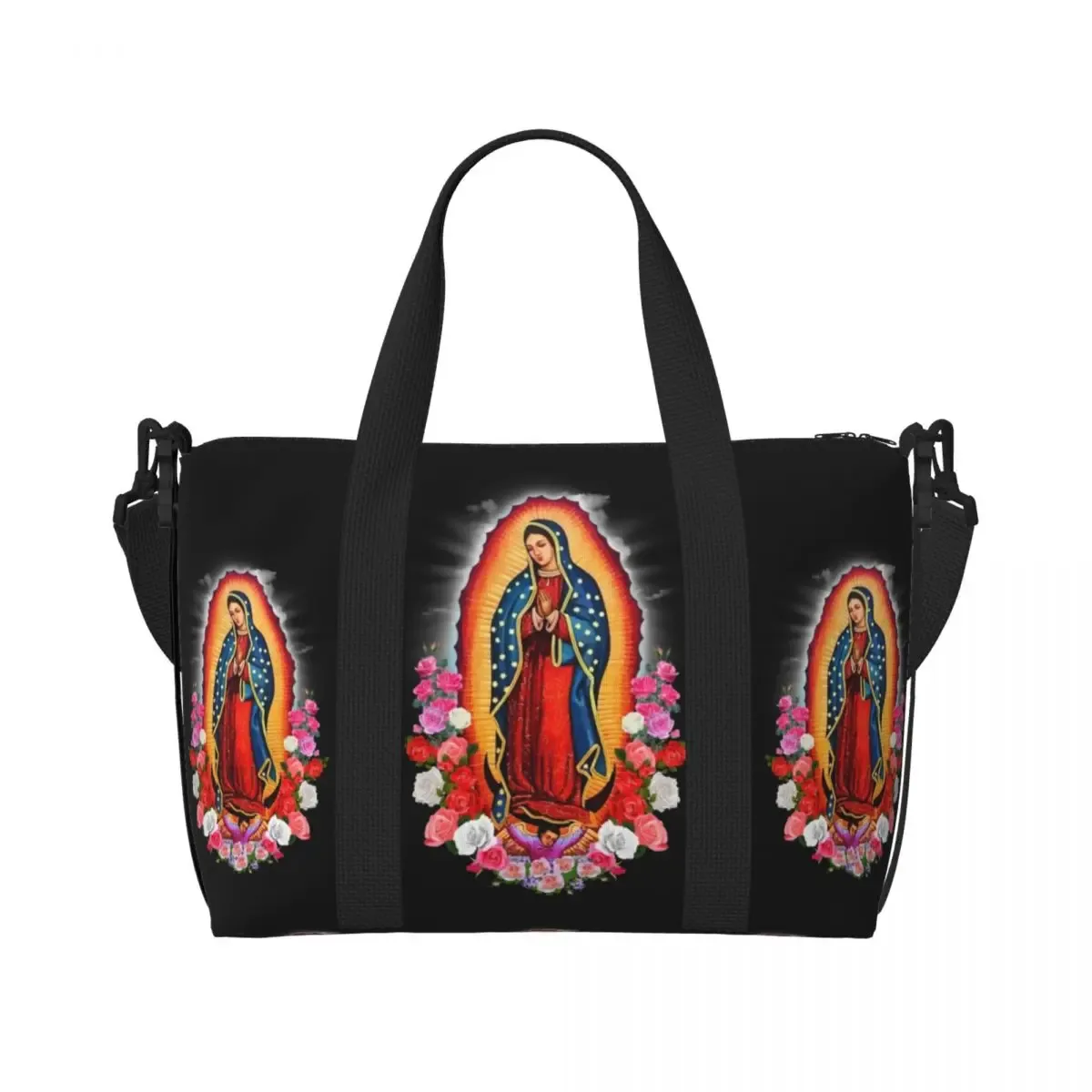 sac fourre-tout personnalisé vierge marie d'élissa upe pour femme, grande capacité, saint catholique du mexique, sacs de voyage pour salle de sport de plage