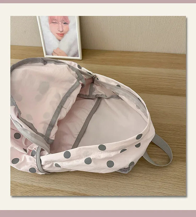 sac à dos à pois pour femmes, sacs à dos de voyage en nylon pour dames, sacs d'école de grande capacité pour adolescentes, sacs à bandoulière de créateur
