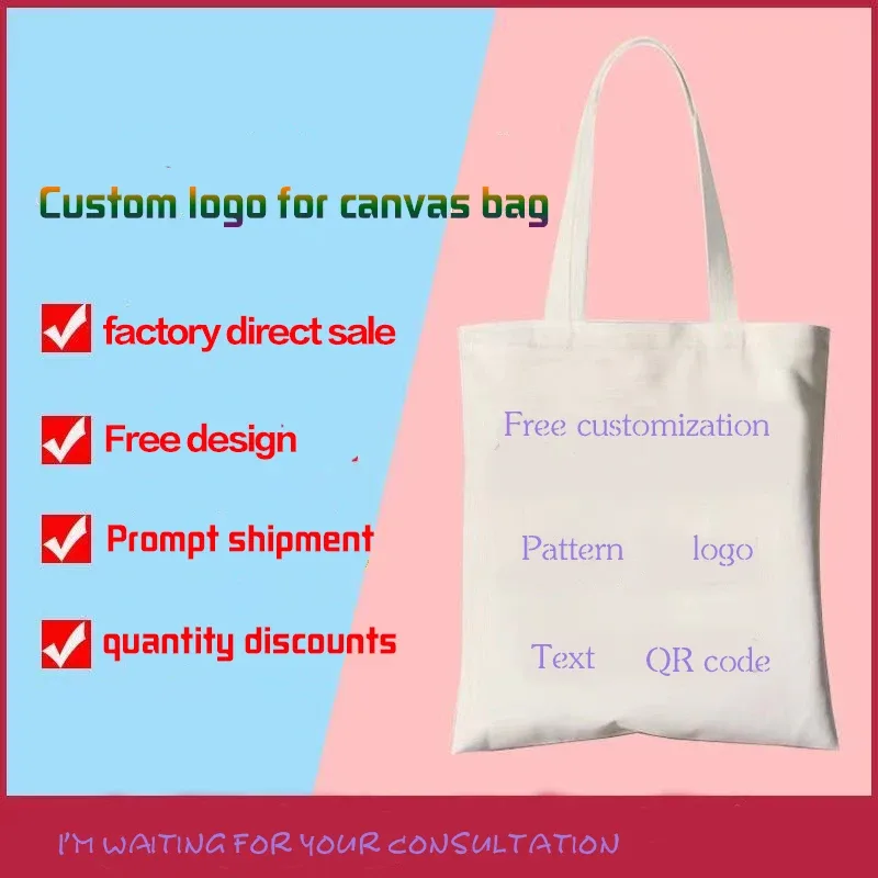 sac fourre-tout en toile avec logo imprimé personnalisé, sac en toile tridimensionnel épais, vente en gros, sac de shopping personnalisé