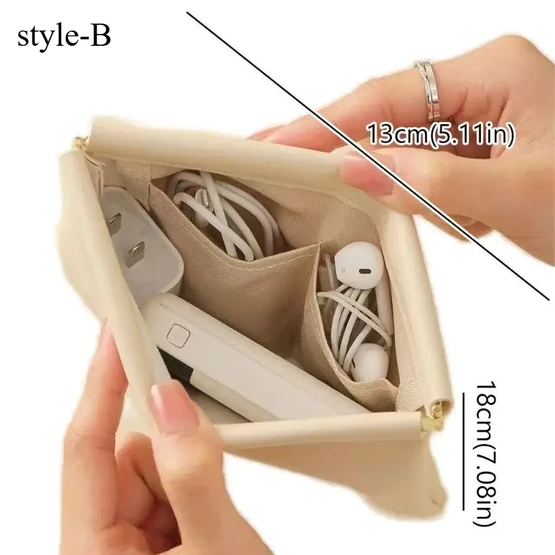sac de rangement pour écouteurs avec fermeture automatique, sac de rangement pour écouteurs filaires, porte-monnaie en pu, mini sac portable pour rouge à lèvres et maquillage