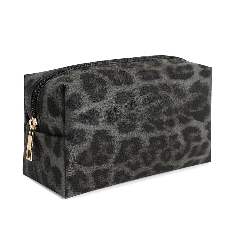 sac de maquillage de voyage en pu pour femmes, léopard, grande capacité, sac de rangement portable à fermeture éclair, sacs à main, sac de toilette de salle de bain, sac à cosmétiques