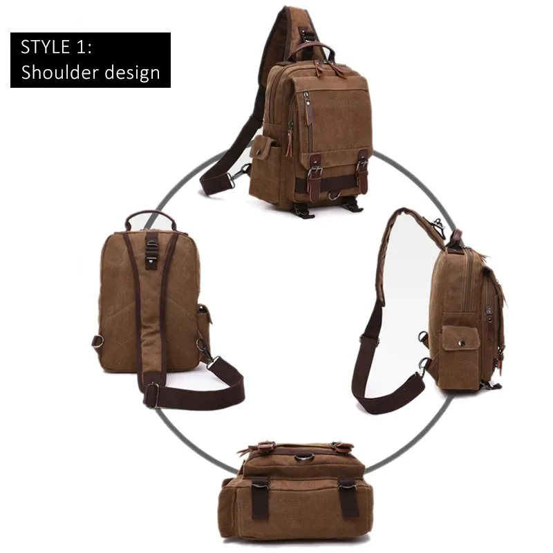 sac à dos en toile pour homme et femme, sacoche de voyage multifonctionnelle