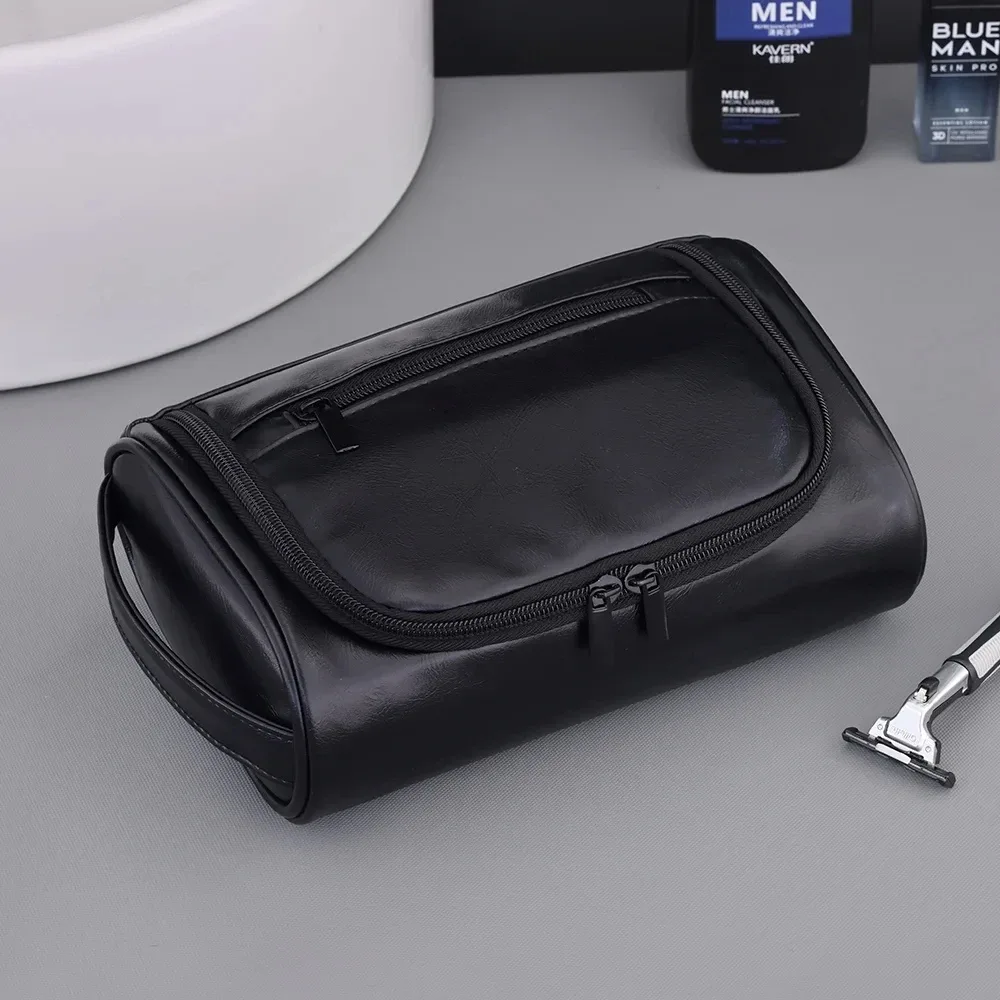 sac de toilette de voyage de haute qualité pour femmes et hommes, sacs cosmétiques rétro en cuir pu, sac de maquillage de voyage imperméable pour femmes