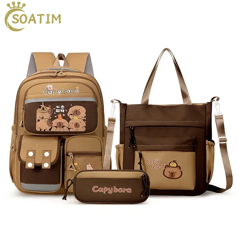kawaii capybara école sac à dos pour filles sacs d'école ensemble sac à dos décontracté adolescents filles livre sac enfants cartable voyage sac à dos