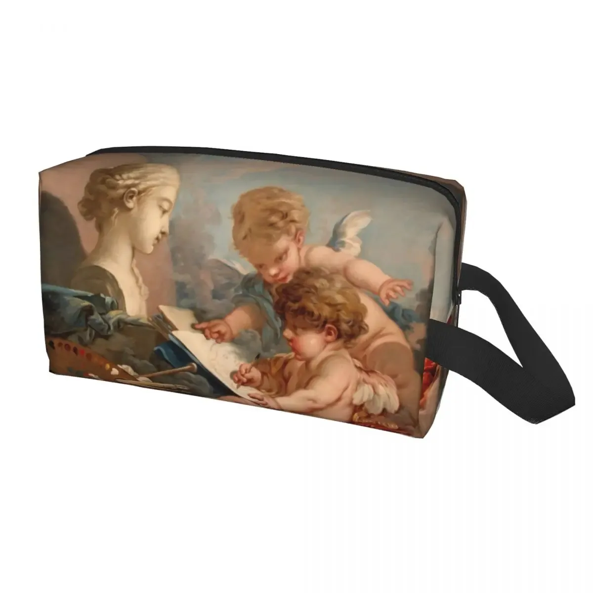 sac à cosmétiques de voyage personnalisé pour femmes, rose vintage, ange victorien, trousse de toilette de maquillage, trousse de rangement de beauté