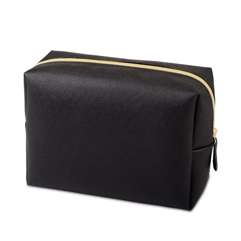 trousse cosmétique étanche en cuir pu, trousse de toilette portable, trousse de maquillage à fermeture éclair, document solide, poudres de maquillage, trousse de voyage
