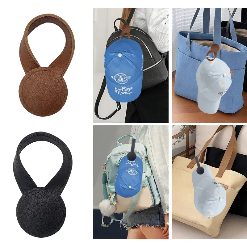 Clip de chapeau magnétique en cuir Pu polyvalent, organisateur rond magnétique puissant, breloques pour sac de voyage, accessoires de bagages