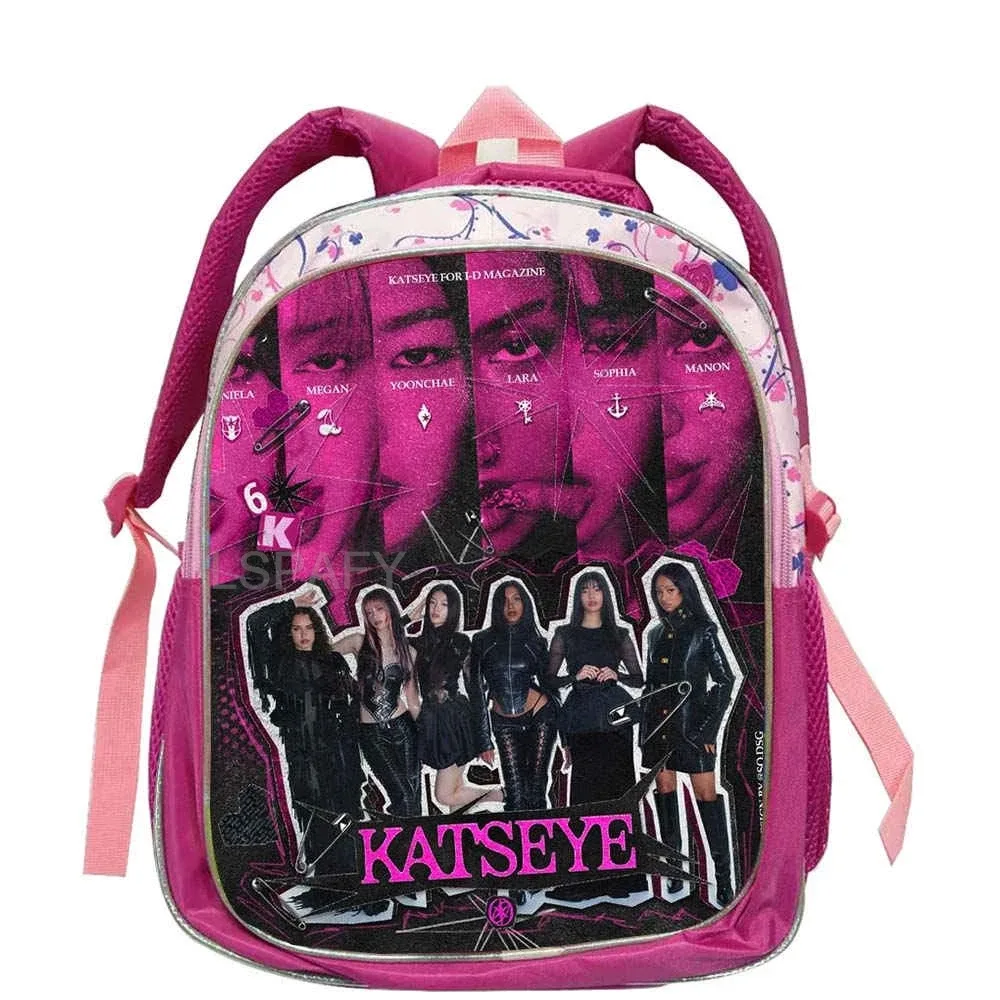 sacs à dos tendance katseye roses pour enfants, sacs d'école pour adolescentes et adolescents, sac à dos décontracté et tendance 12 pouces