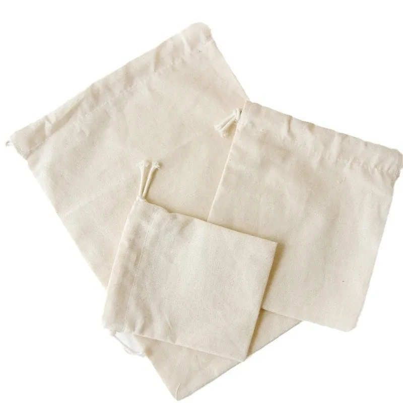4 sacs en coton, pochettes cadeaux à cordon, sacs d'emballage pour cadeaux, sacs en lin pour bijoux, sacs de noël et de mariage, sacs en toile de jute, diy