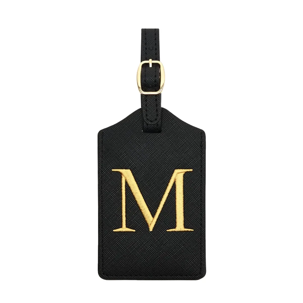étiquette de bagage en cuir pu pour voyage-étiquette d'identification de valise durable avec couverture de confidentialité et fente pour carte nominative (a-z) liu
