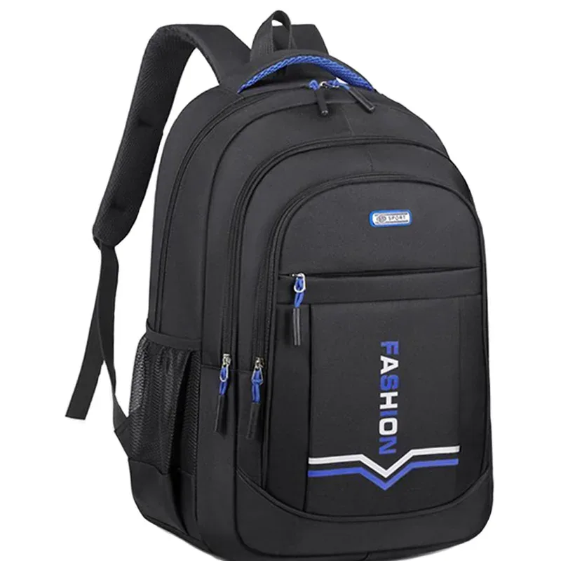 sac à dos de voyage noir uni décontracté, résistant aux chocs, pour adolescents, employés de bureau et randonnées en plein air