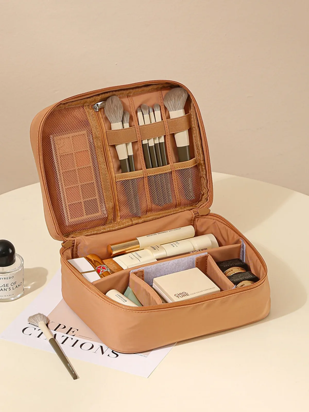 matériel en tissu oxford épais, simple ou double couche, trousse de toilette et de maquillage à la mode, adaptée aux voyages, aux voyages au travail, aux sorties quotidiennes, aux câbles de données
