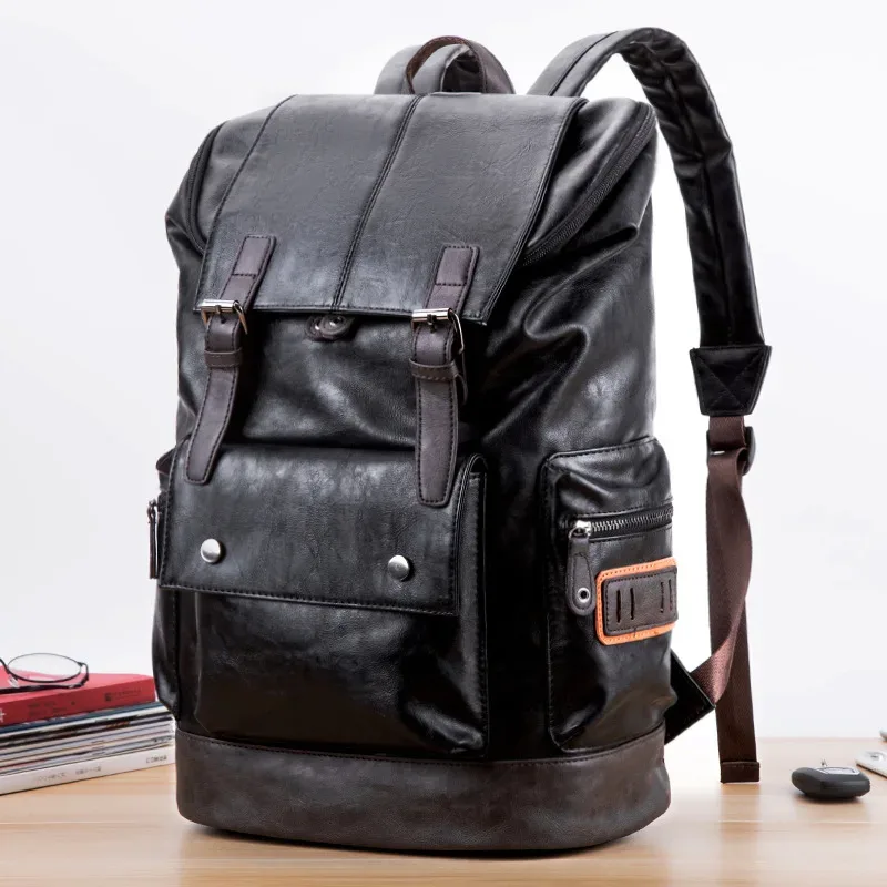 sac à dos en cuir pu personnalisé pour homme, grand sac d'ordinateur portable de voyage antivol, sac à dos noir pour homme, école, entreprise, lancé, mbb501162