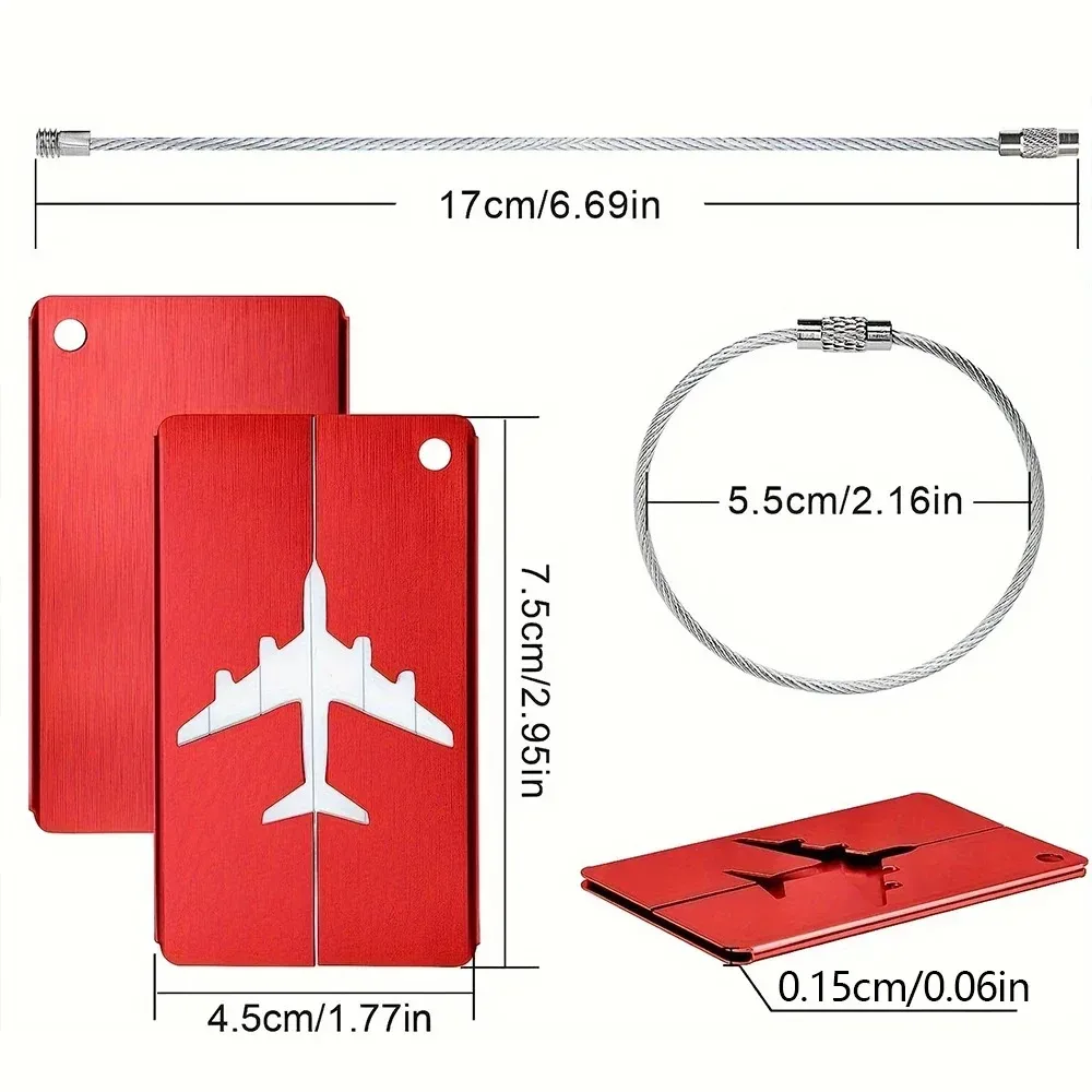étiquette de bagage en alliage d'aluminium avec nom, étiquette d'identification pour bagages de voyage, anti-perte, couleur unie, accessoires de voyage