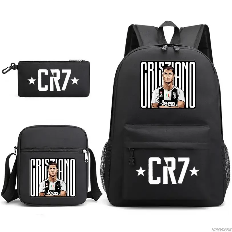 chimsports-sac à dos cr7 pour hommes et femmes, cartable étudiant, cartable de voyage, sac à dos universitaire, ordinateur portable, garçons, filles, hommes, femmes, nouveau, 3 pièces