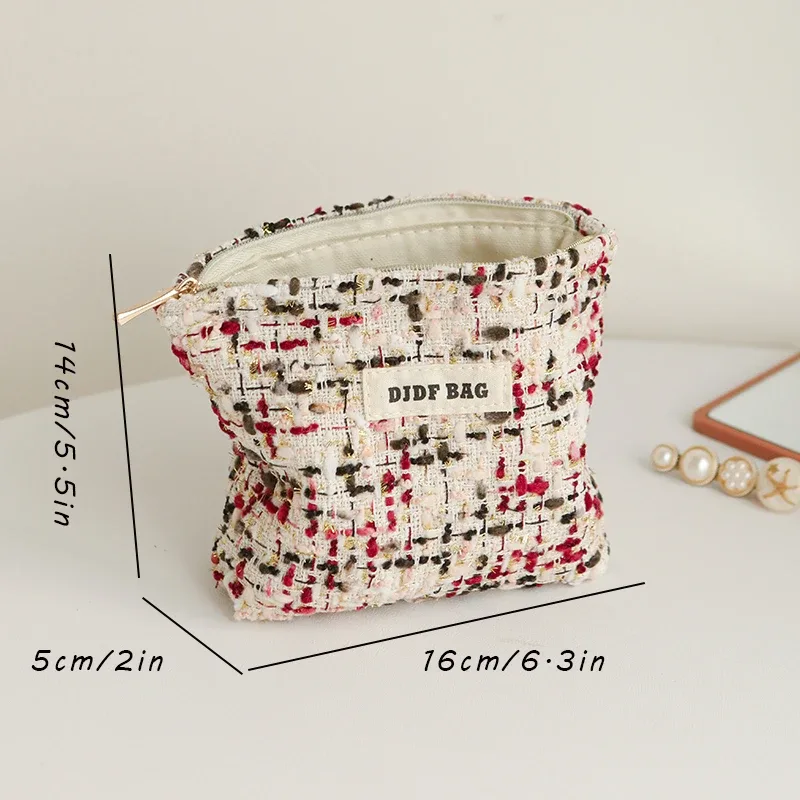 djdf sac tissé violet sac cosmétique femme petit sac de rangement portable en toile souple sac de rangement portable trousse de toilette portable ins