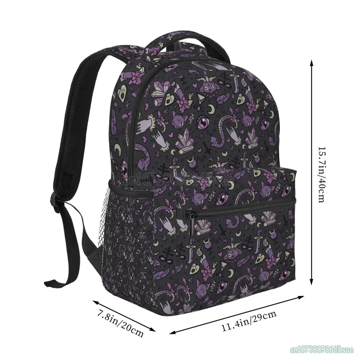 Sac à dos scolaire étanche de grande capacité pour garçons et filles, sacs à dos de voyage, sacs à dos pour ordinateur portable, violet, noir, gothique, effrayant