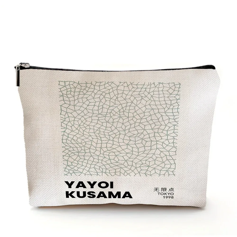 yayoi kusama pochette de maquillage japonais pop art à pois art design floral étui à cosmétiques mode dame beauté sac de rangement à la mode