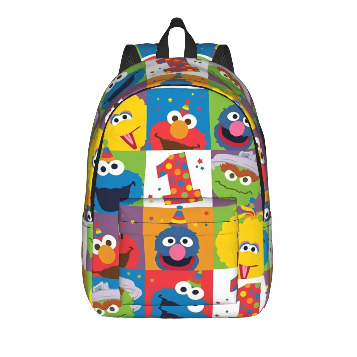 sac à dos décontracté sesames streets avec poche, sac à dos de randonnée pour étudiants, sac à dos cookie monster pour hommes et femmes, sacs en toile pour ordinateur portable