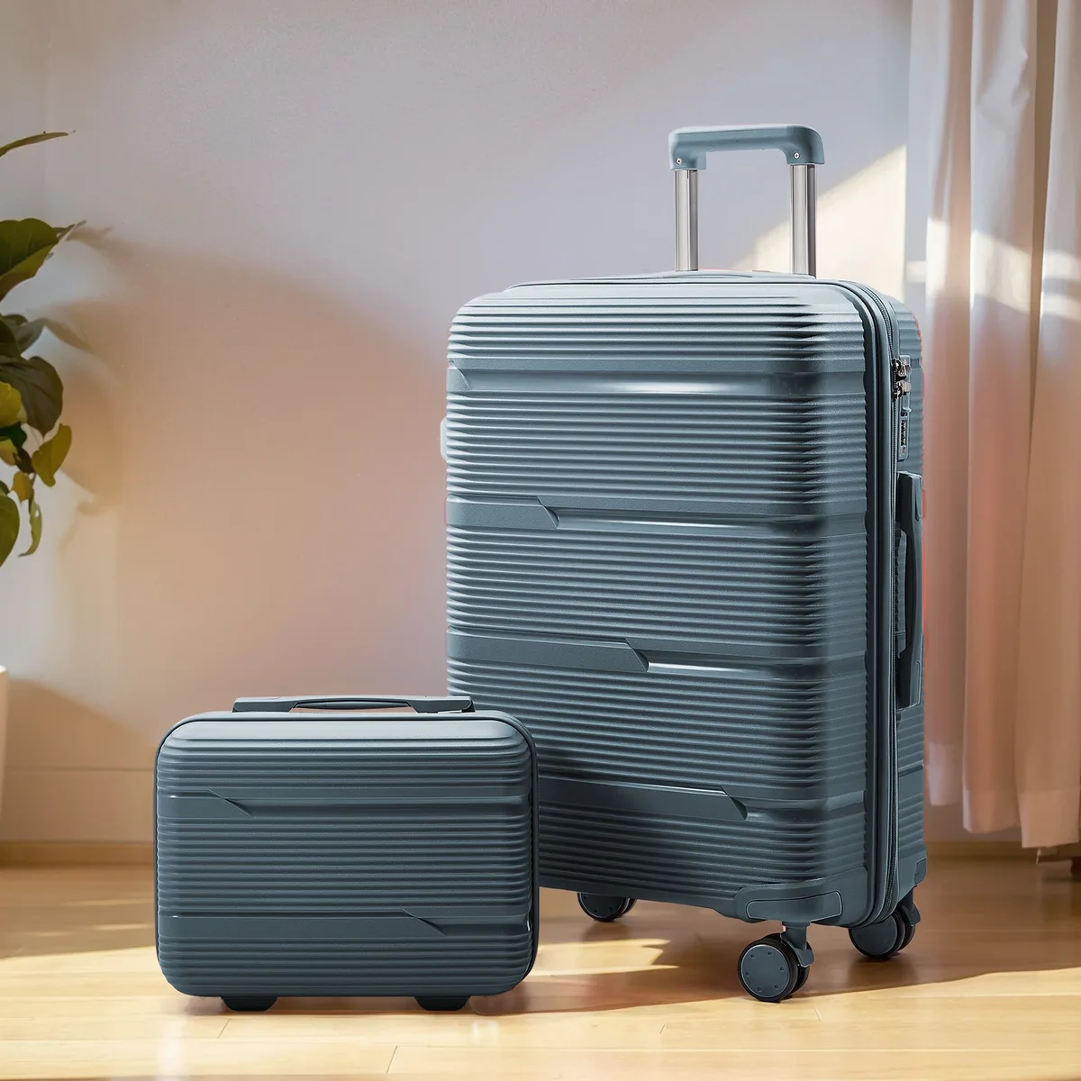 valise de voyage à roulettes, valise d'embarquement à main, ensemble de cabine avec étui à cosmétiques, roues tournantes, valise à roulettes de voyage, 13 ", 20"