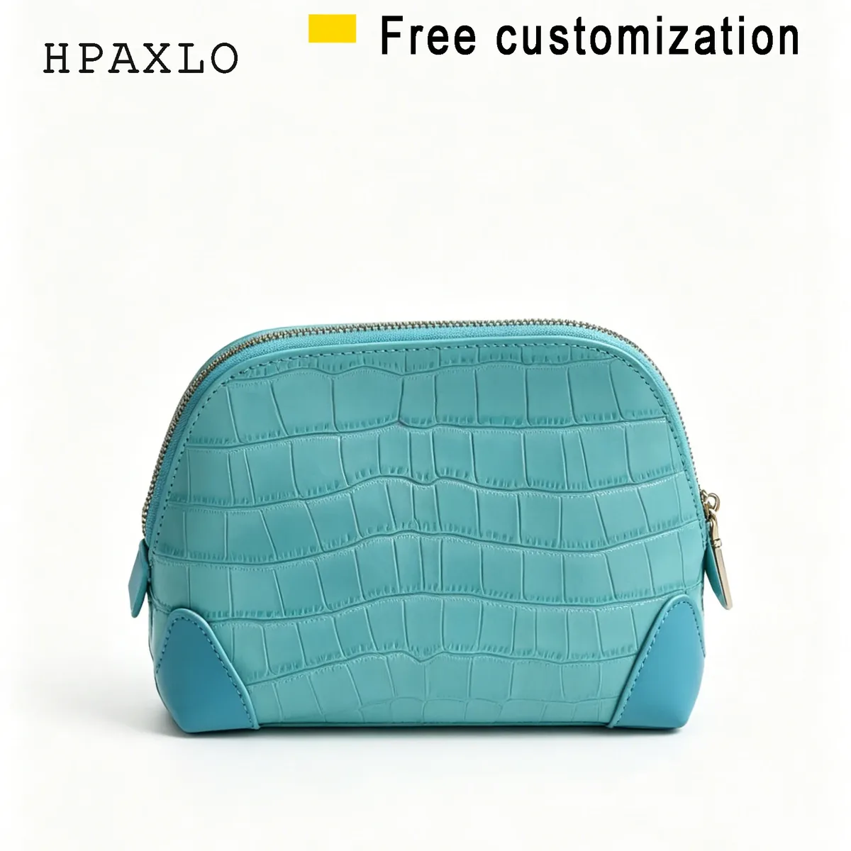 Nouvelle Trousse de Maquillage Portable de Luxe en Cuir Véritable Bleu à Motif Crocodile, Sac Cosmétique de Voyage, Étui de Rangement pour Articles de Toilette