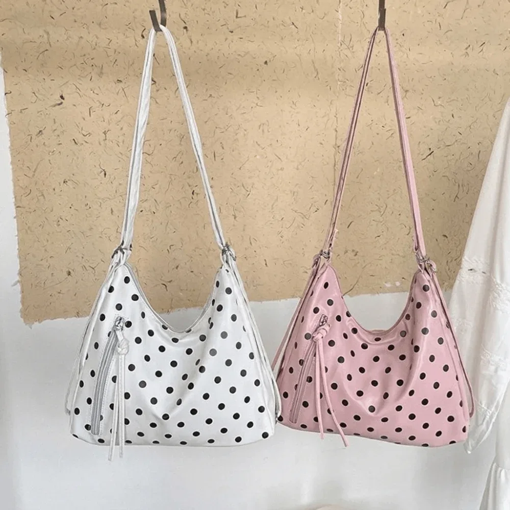 sac à bandoulière en cuir pu à pois, léger, grande capacité, sac fourre-tout, sac à dos, sac sous le bras, sac seau, pour usage extérieur
