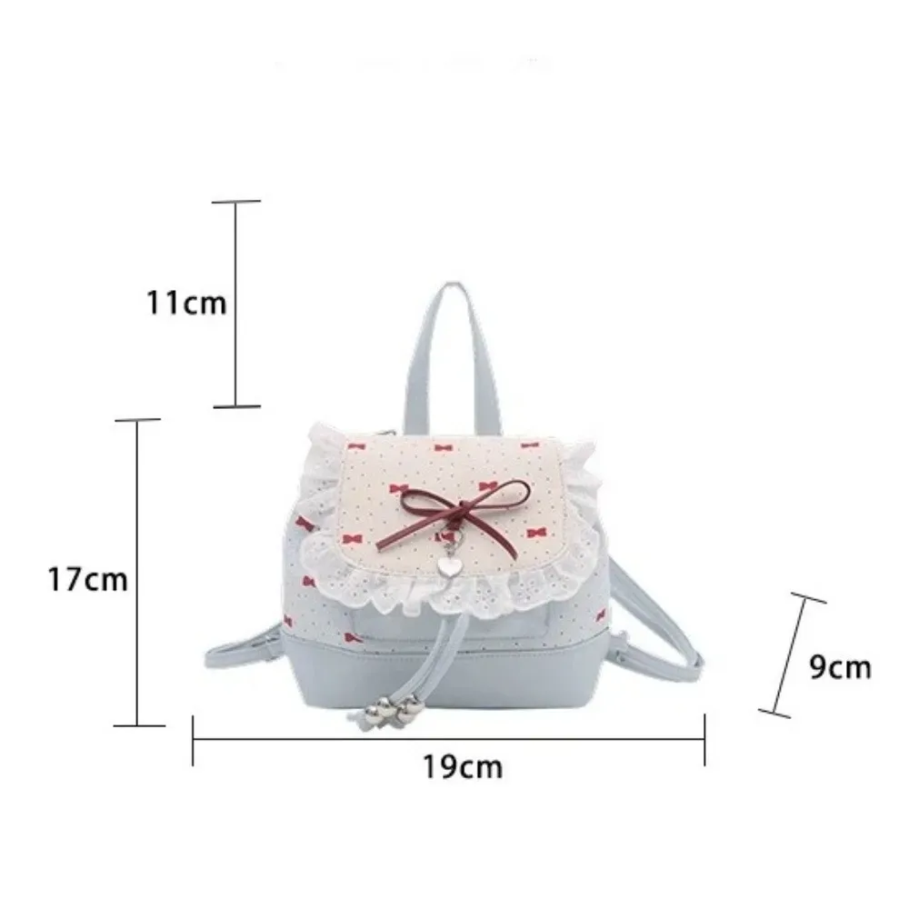 sac à dos mini léger à nœud papillon et dentelle tendance, motif pois, petit sac à livres pour femme