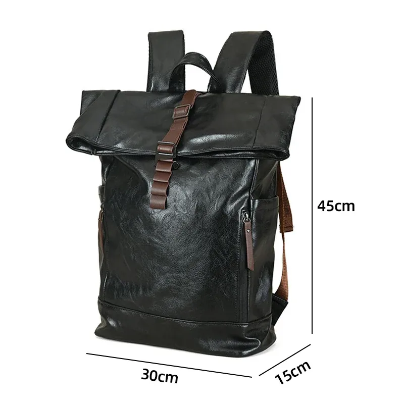 sac à dos en pu pour hommes, grande capacité, voyage en plein air, déplacements, camping, randonnée, sac à bandoulière, voyage d'affaires, ordinateur portable, collège, cartable