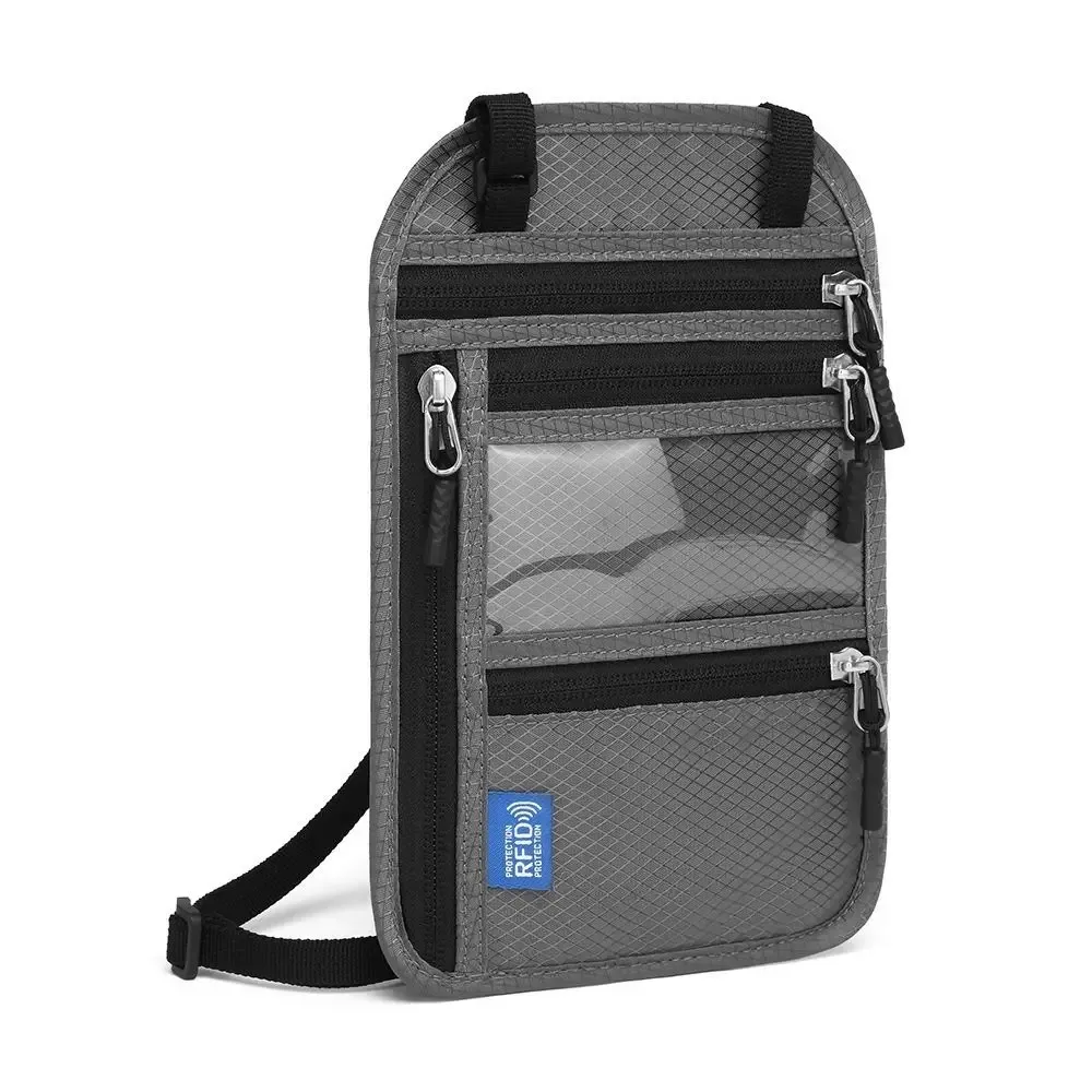 sac de voyage anti-rfid multi-poches, sac de passeport anti-vol avec sangle de cou réglable, portefeuille de cou imperméable
