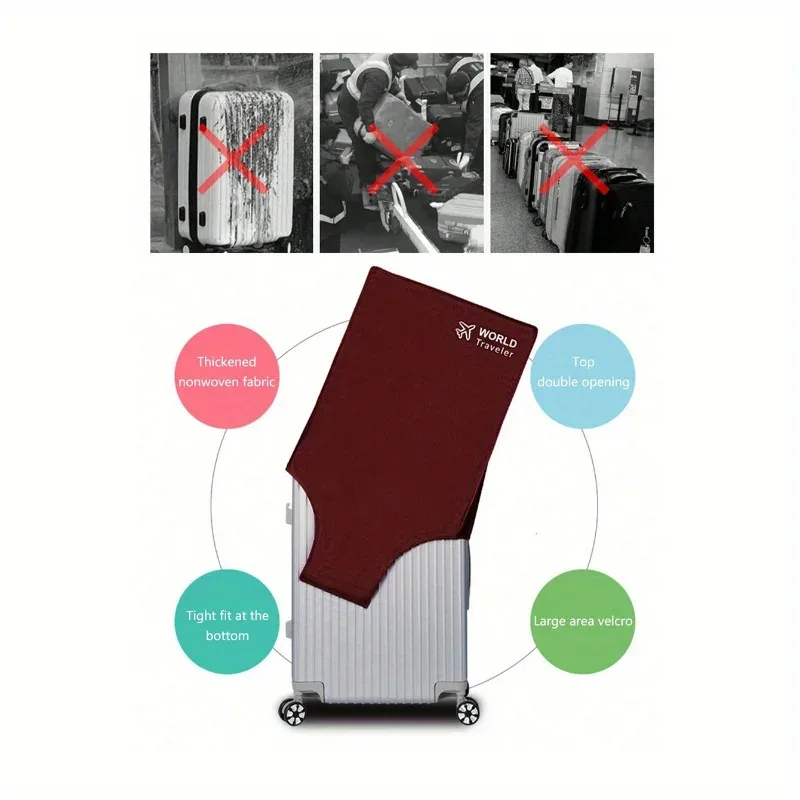 housse de protection pour bagages non tissée, 1 pièce, anti-poussière, valise à roulettes, résistante à l'usure, anti-rayures