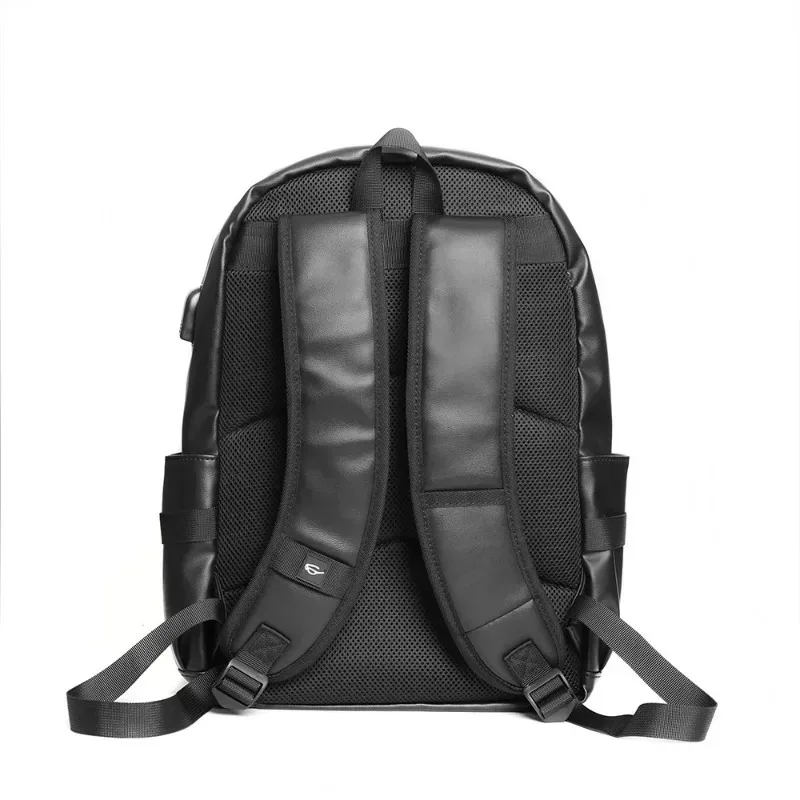 sac à dos rayé à la mode pour hommes, sac de voyage de grande capacité avec usb, sacs à dos en cuir pu souple, cartable d'école pour étudiants