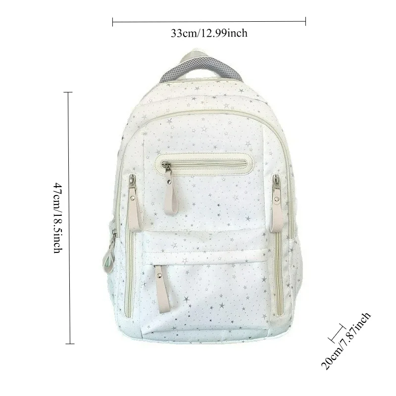sac à dos de grande capacité de couleur unie, multifonctionnel, léger, respirant, sac d'école pour étudiants, sac à dos de voyage à la mode avec imprimé étoile
