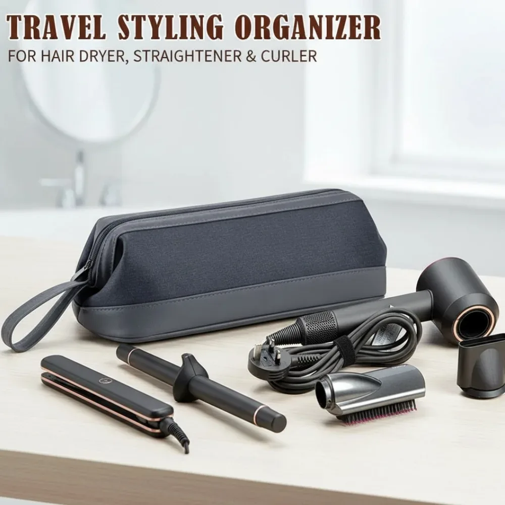 Sac de transport pour sèche-cheveux en PU, organisateur de maquillage portable, sac de rangement étanche pour protection du sèche-cheveux, étui pour sèche-cheveux Dyson